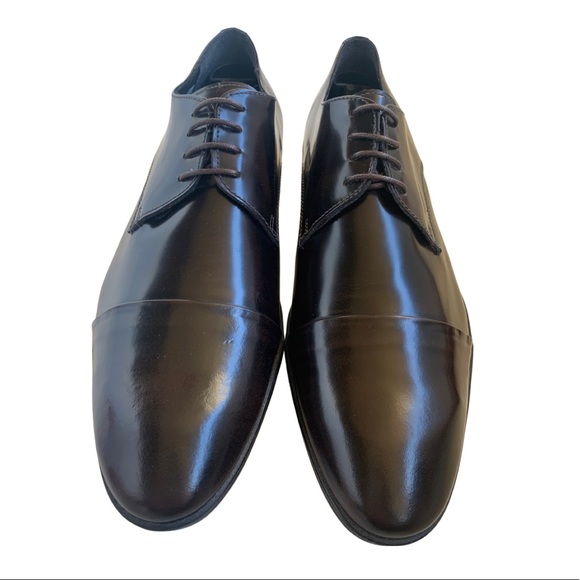 Cerruti 1881 Dark Brown Leather Cap Toe Shoes - Picture 4 of 6